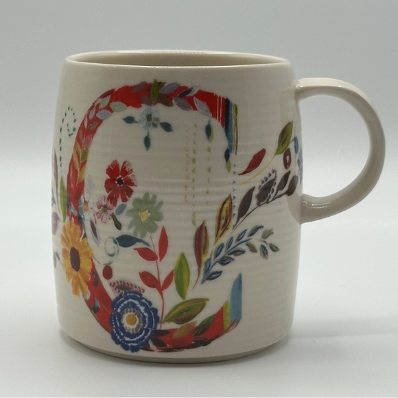 Petal Palette Starla M Halfmann Letter "C" Monogram Initial Mug Anthropologie - Picture 2 of 9